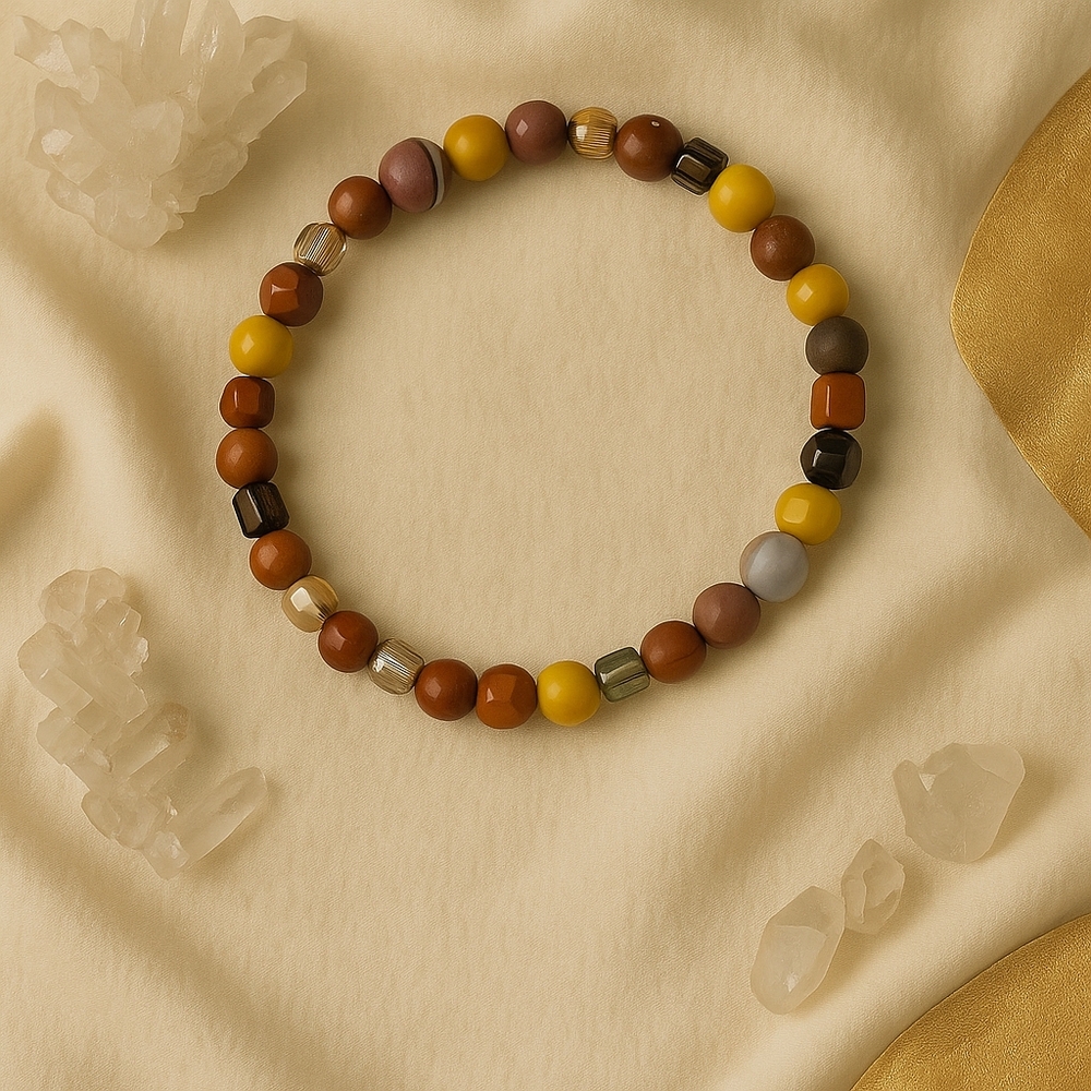 Vibrant Mookiaite Jasper Beaded Bracelet with Earthy Tones